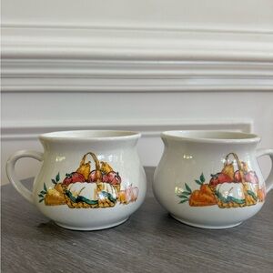 Vintage Gibson Houseware "Vegetable" Handled Soup Bowl Mug - Set of 2